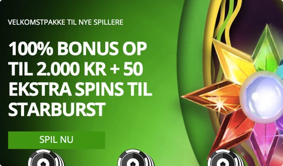 Ny bonus hos Casino Luck: 2000 kr. bonus og 50 free spins på Starburst