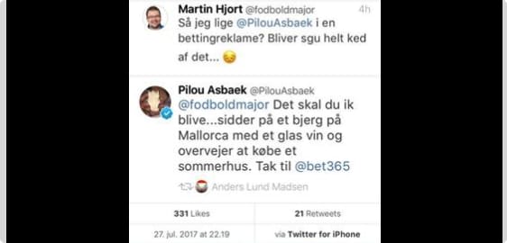 Pilou Asbæk Twitter kommentar
