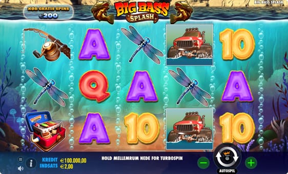 100 free spins til Big Bass Splash automaten