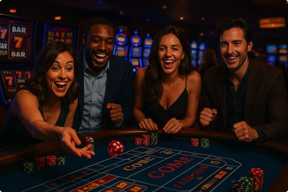 Casinospillere ved et crapsbord