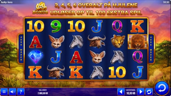 Lucky Lions automat med 100 ekstra spins