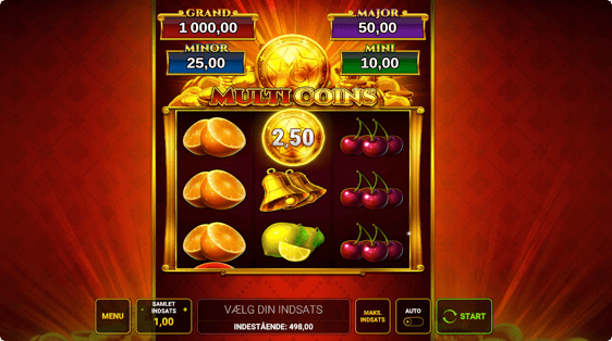 Vind 3 gratis spins i Multi Coins
