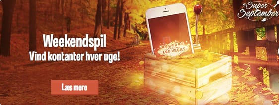 Vind kontanter og free spins hos LeoVegas, hver uge i september 2017