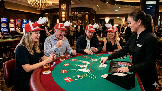 Danske spillere hygger på et casino i København